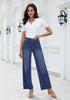 Bright Cobalt Blue for Women's Effortlessly Stylish High Waisted Wide Leg  Pull-On Stretchy Jean Pants with Functional Pockets