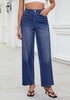 Bright Cobalt Blue for Women's Effortlessly Stylish High Waisted Wide Leg  Pull-On Stretchy Jean Pants with Functional Pockets