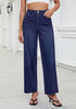 Nightfall Blue for Women's Effortlessly Stylish High Waisted Wide Leg  Pull-On Stretchy Jean Pants with Functional Pockets