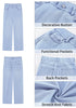 Seaside Blue for Women's Effortlessly Stylish High Waisted Wide Leg  Pull-On Stretchy Jean Pants with Functional Pockets