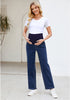Darkness Blue For Women's Maternity Plus Size Vintage All Season Mom Jean Ankle Pant