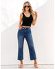 Classic Blue Women's High Waisted Straight Leg Jeans Kick Flare Denim Long Pants