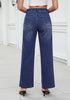 Darkness Blue for Women's Effortlessly Stylish High Waisted Wide Leg  Pull-On Stretchy Jean Pants with Functional Pockets