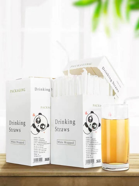 Golhixx Disposable Plastic Straw Individually Wrapped 300pcs