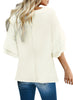 Brilliant White Women's Summer Blouse Casual Ruffle 3/4 Sleeve Tops Loose Shirts