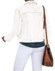 White Women's Basic Long Sleeves Button Down Fitted Denim Jean Jackets