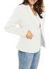 Womens Notched Lapel Pockets Button Work Office Blazer Jacket Suit