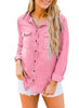 Women's Long Sleeve Collared Shirt Button Down Denim Blouse Tops