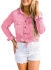 Women's Long Sleeve Collared Shirt Button Down Denim Blouse Tops