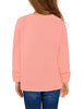 Back view of model wearing light pink plain color crew neckline pullover girls' top