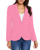 Womens Notched Lapel Pockets Button Work Office Blazer Jacket Suit