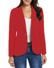 Womens Notched Lapel Pockets Button Work Office Blazer Jacket Suit