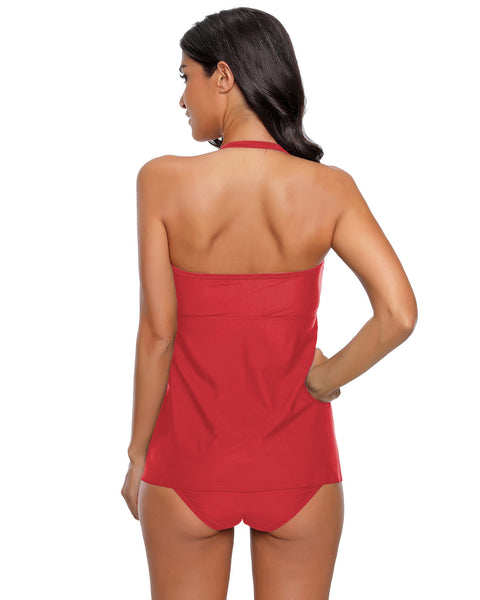 Women's Halter Bandeau Self-Tied Tankini Set Two Pieces Swimsuits