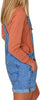 Women's Ripped Denim Bib Overall Shorts Raw Hem Shortall Jeans