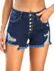 Women's Mid Rise Frayed Ripped Raw Hem Denim Jean Shorts