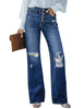 High Waisted Ripped Flare Jeans for Women Distressed Bell Bottom Jeans Wide Leg Pants