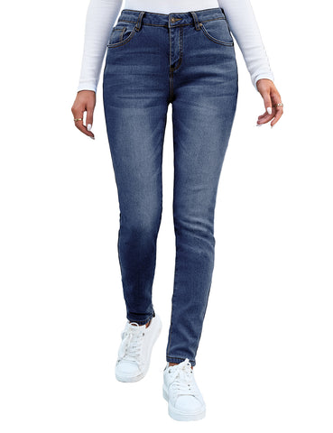 Blue Mid-Waist Skinny Fit Denim Jeans