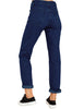 Back view of model wearing Dark Blue Rolled Hem Distressed Casual Denim Boyfriend Jeans 