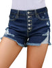 Women's Mid Rise Frayed Ripped Raw Hem Denim Jean Shorts