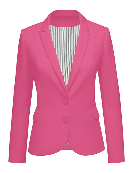 Women's Long Sleeve Formal Notch Lapel Button Down Blazer Pockets Jacket