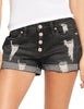 Women's High Waisted Rolled Hem Distressed Jeans Ripped Denim Shorts