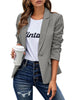 Womens Notched Lapel Pockets Button Work Office Blazer Jacket Suit