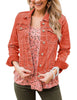 Women's Basic Long Sleeves Button Down Fitted Denim Jean Jackets