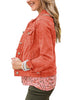 Orangeade Women's Basic Long Sleeves Button Down Fitted Denim Jean Jackets