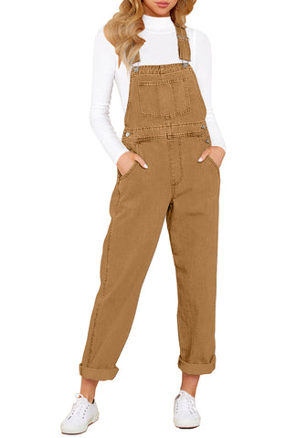 Women's Casual Stretch Denim Bib Overalls Pants Pocketed Jeans Jumpsuits
