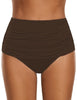 Dark curry High Waist Ruched Swim Bottom