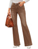 Brown Mid-Waisted Stretchable Straight Leg Denim Jeans