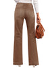 Brown Mid-Waisted Stretchable Straight Leg Denim Jeans