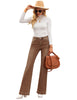 Brown Mid-Waisted Stretchable Straight Leg Denim Jeans