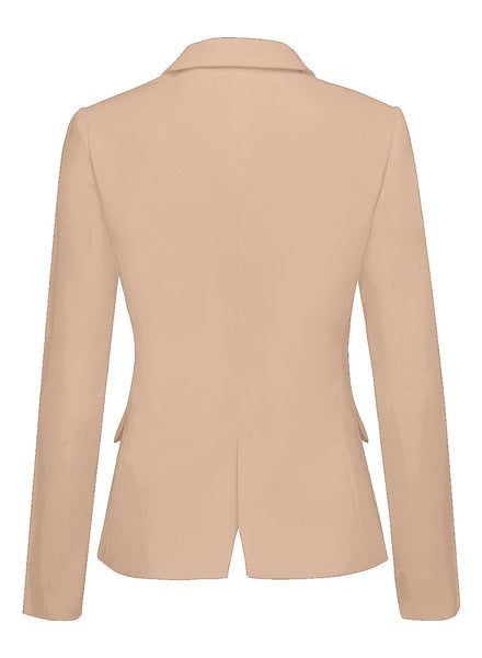 Womens Notched Lapel Pockets Button Work Office Blazer Jacket Suit