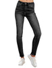 Black Women's Denim Fleece Mid Waist Thermal Jeggings Warm Trousers Jeans