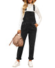 Black Womens Overalls Corduroy Bib Adjustable Straps Fashion Jumpsuit Overall for Women with Pocket