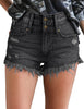 Women's Mid Rise Frayed Ripped Raw Hem Denim Jean Shorts