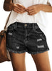 Women Summer High Waisted Sewn Cuffed Hem Buttons Denim Jean Shorts