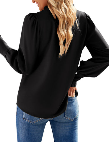 Womens Business Casual Tops Work Blouses Button Down Long Sleeve Dressy Shirt