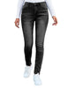 Black Women's Denim Fleece Mid Waist Thermal Jeggings Warm Trousers Jeans