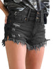 Women's Mid Rise Frayed Ripped Raw Hem Denim Jean Shorts