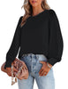 Women's Casual Blouse Crewneck Long Sleeve Flowy Basic Tops Shirt