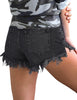 Women's Mid Rise Frayed Ripped Raw Hem Denim Jean Shorts