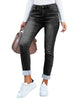 Black Women's Denim Fleece Mid Waist Thermal Jeggings Warm Trousers Jeans