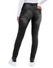 Black Women's Denim Fleece Mid Waist Thermal Jeggings Warm Trousers Jeans
