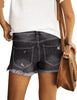 Women Summer High Waisted Sewn Cuffed Hem Buttons Denim Jean Shorts