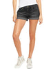 Stormy Black Women's High Waisted Rolled Hem Distressed Jeans Ripped Denim Shorts