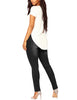 Full back view of model wearing Black Drawstring-Waist Washout Ripped Skinny Jeans