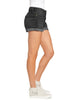 Stormy Black Women's High Waisted Rolled Hem Distressed Jeans Ripped Denim Shorts