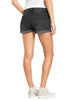 Stormy Black Women's High Waisted Rolled Hem Distressed Jeans Ripped Denim Shorts